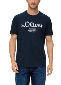 T-Shirt s.Oliver, Damen, Gr. XL, blau, Single Jersey, Obermaterial: 100% Baumwolle, bedruckt, regular fit h&uuml;ftlang, Rundhals, abgesteppte Kante, Shirts T-Shirt, mit Logo-Print