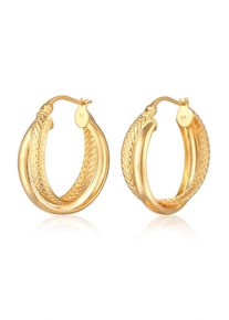 Paar Creolen Elli "Ohrringe Creolen Twisted Look 925 Silber vergoldet" Gr. 23, gold, Ohrringe, Damen, ohne Stein, Silber 925 (Sterlingsilber), Paar Creolen