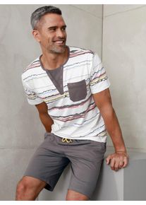 w&auml;schepur Shorty W&Auml;SCHEPUR, Herren, Gr. 44/46, blau (aquapetrol, anthrazit), 100% Baumwolle, Homewear-Sets Shorty