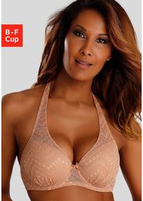 Schalen-BH Lascana, Damen, Gr. 95, Cup D, braun (caramel), Spitze, Obermaterial: 84% Polyamid, 16% Elasthan, BHs Schalen-BH, mit B&uuml;gel und drei Tragevarianten, Dessous, Topseller