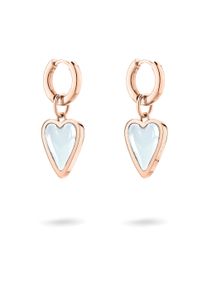 Paar Creolen Liebeskind Berlin "Schmuck Ohrringe mit abnehmbaren Herz-Einh&auml;ngern Glass Heart", ros&eacute;goldfarben, transparent, transparent, Ohrringe, Damen, Edelstahl, Paar Creolen, mit Glasstein