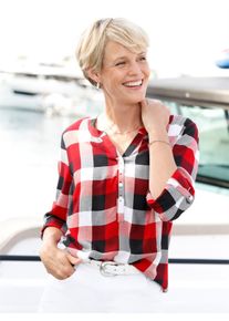 Karobluse Classic Basics, Damen, Gr. 50, rot, marine, kariert, 100% Viskose, gemustert, kariert, mehrfarbig, Rundhals, Blusen Karobluse