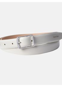 Lederg&uuml;rtel Calvin Klein Jeans "CLASSIC SQUARE BUCKLE BELT 20MM", Damen, Gr. 95, wei&szlig; (lily wei&szlig;), Rindsleder, unifarben, G&uuml;rtel Lederg&uuml;rtel, Gr&ouml;&szlig;enverstellbar