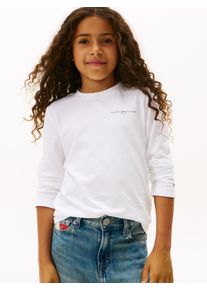 Langarmshirt Tommy Hilfiger "MINI CORP T-SHIRT LS", Jungen, Gr. 86, wei&szlig;, Single Jersey, Obermaterial: 100% Baumwolle, unifarben, regular fit normal, Rundhals, eingesetzt gerader Abschluss, Shirts Langarmshirt, Kinder bis 16 Jahre