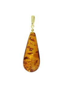 Kettenanh&auml;nger OSTSEE-SCHMUCK "OSTSEE-SCHMUCK Anh&auml;nger Klassisch 40 mm - Gold 333/000", gelb (wei&szlig;, neutral), Schmuckanh&auml;nger, Damen, 43x15mm, Bernstein, 3,5 g, Kettenanh&auml;nger