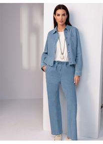 Jeansbluse Heine, Damen, Gr. 46, blau (blau, bleached), 72% Baumwolle, 27% Polyester, 1% Elasthan, unifarben, Blusen Jeansbluse