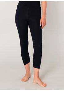 Caprileggings Base Level "Ycarus", Damen, Gr. 46, N-Gr, blau (navy dunkelblau), Jersey, Obermaterial: 94% Viskose, 6% Elasthan, unifarben, Basic, figurbetont ca. Mitte Wade, Hosen Caprileggings, In weicher Viskose-Mischqualit&auml;t