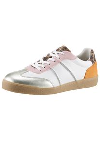 Sneaker Tamaris, Damen, Gr. 36, wei&szlig; (wei&szlig; kombiniert), Leder, unifarben mit Farbeins&auml;tzen, Schuhe Sneaker, Schn&uuml;rschuh, Halbschuh, Freizeitschuh, auff&auml;llige Kontrastbes&auml;tze