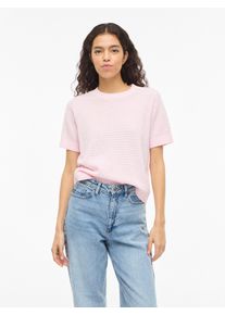 Kurzarmpullover Vila "VILOLLO O-NECK S/S DETAIL KNIT TOP- NOOS", Damen, Gr. M, cherry blossom, Strick, Obermaterial: 100% Baumwolle, unifarben, regular fit normal, Rundhals, Rippstrickb&uuml;ndchen, Pullover Kurzarmpullover, Topseller