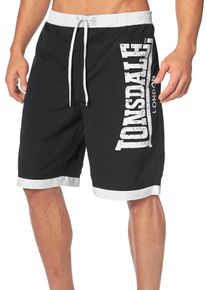Boardshorts Lonsdale "CLENNELL", Herren, Gr. 3XL, N-Gr, schwarz-wei&szlig; (schwarz, wei&szlig;), Obermaterial: 100% Polyester. Futter: 100% Polyester, bedruckt, unifarben mit Farbeins&auml;tzen, bequem, Hosen Boardshorts, Badeshorts, Innenhose aus Mesh, Topseller