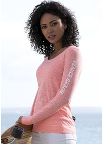 Langarmshirt Venice Beach, Damen, Gr. 36/38, orange (koralle, meliert), Jersey, Obermaterial: 60% Baumwolle, 40% Polyester, meliert, figurumspielend h&uuml;ftlang, Rundhals, Shirts Langarmshirt, mit sportlichem Logoprint, sportlich-casual, Topseller