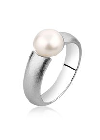 Perlenring NENALINA "Ring Perlenring satiniert S&uuml;&szlig;wasserzuchtperle 925Silber" Gr. 54, silber, Fingerringe, Damen, 54, ohne Stein, Silber 925 (Sterlingsilber), Perlenring