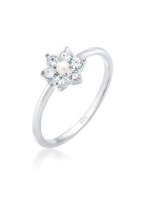Verlobungsring Elli Premium "Ring Blume Synthetische Perle Wei&szlig; 925 Sterling Silber, mit Kristallen von Swarovski" Gr. 54, silber, Fingerringe, Damen, 54, Silber 925 (Sterlingsilber), Verlobungsring