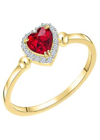 Goldring Firetti "Schmuck Geschenk Gold 375 Damenring Goldring" Gr. 54, bunt (gelbgoldfarben, wei&szlig;goldfarben, kristallwei&szlig;, rot), Fingerringe, Damen, 54, Gelbgold 375, 1mm, Goldring, mit Zirkonia (synth.)
