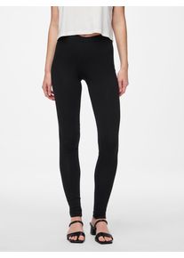 Leggings Pieces "PCEDITA LONG LEGGINGS NOOS BC", Damen, Gr. XL (42), N-Gr, schwarz, Jersey, Obermaterial: 94% Baumwolle, 6% Elasthan, unifarben, slim fit normal, Hosen Leggings