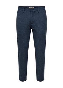 Only & Sons Chinohose ONLY & SONS "ONSMARK SLIM BRUSHED PIQUE 0353 PANTS", Herren, Gr. 32, L&auml;nge 34, blau (blau nights), Web, Obermaterial: 64% Polyester, 33% Viskose, 3% Elasthan, unifarben, slim fit lang, Hosen Chinohose