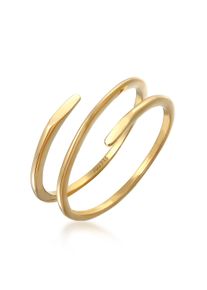 Silberring Elli Premium "Ring Wickelring Twist Fein 375 Gelbgold" Gr. 58, gold, Fingerringe, Damen, 58, Gelbgold 375, Silberring
