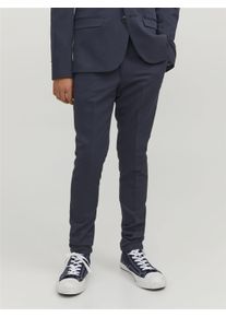 Jack & Jones Anzughose JACK & JONES JUNIOR "JPRSOLAR elastisch, pflegeleicht, komfortabel", Jungen, Gr. 140, N-Gr, blau (schwarz navy), Web, Obermaterial: 78% Polyester, 17% Viskose, 5% Elasthan, unifarben, slim fit kn&ouml;chellang, Hosen Anzughose, unifarben, modisch, slim fit, Web