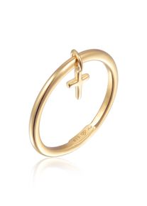 Silberring Elli "Ring Bandring Stapelring Kreuz 925 Ring vergoldet" Gr. 56, gold, Fingerringe, Damen, 56, Silber 925 (Sterlingsilber), Silberring