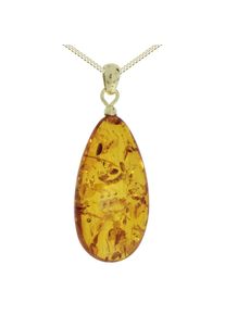 Kette und Anh&auml;nger Set OSTSEE-SCHMUCK "- Tropfen ca. 30 mm lang - Gold 333/000 - Bernstein" Gr. 42, gold (gold 333, goldfarben, gelb), Schmuck_Sets, Damen, 42, Gelbgold 333, Kette und Anh&auml;nger Set