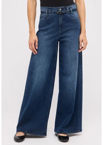 Relax-fit-Jeans Angels "LIVA BELT", Damen, Gr. 46, L&auml;nge 30, blau (blau used), Denim/Jeans, Obermaterial: 92% Baumwolle, 6% Polyester, 2% Elasthan, relaxed fit lang, Jeans Relax-fit-Jeans, mit sehr weitem Bein und G&uuml;rtel