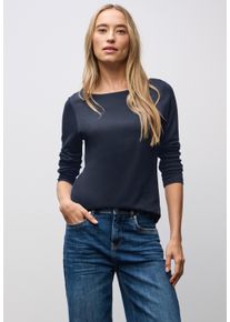 Langarmshirt Street One "Style Lanea", Damen, Gr. 34, tiefblau, Jersey, Obermaterial: 50% Baumwolle, 50% Modal. Futter: 100% Baumwolle, unifarben, regular fit normal, U-Boot-Ausschnitt, angesetztes B&uuml;ndchen, Shirts Langarmshirt, mit U-Boot Ausschnitt, Topseller