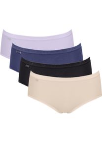 Midislip Sloggi "Basic+ Midi C4P", Damen, Gr. 50, blau (multiple colours 20), Single Jersey, Obermaterial: 95% Baumwolle, 5% Elasthan, figurbetont, Unterhosen Midislip, perfekter Sitz