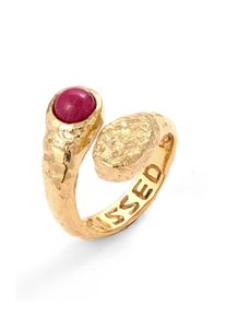 Silberring HAZE & GLORY "Ring Onyx Rot 925 Sterling Silber vergoldet - Sunkissed" Gr. 54, gold, Fingerringe, Damen, 54, Silber 925 (Sterlingsilber), Silberring