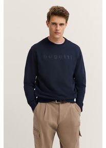 Sweatshirt Bugatti "3D-Logo-Print", Herren, Gr. L, 390, marine, Sweatware, 87% Baumwolle, 13% Polyester, unifarben, normal, Rundhals, Rippb&uuml;ndchen, Sweatshirts Sweatshirt, im Modern Fit aus einem Baumwollmix