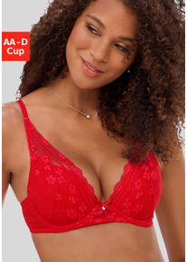 Push-up-BH Nuance, Damen, Gr. 85, Cup AA, rot, Spitze, Obermaterial: 68% Polyamid, 21% Polyester, 11% Elasthan, BHs Push-up-BH, mit B&uuml;gel aus zarter, elastischer Spitze, verf&uuml;hrerische Dessous