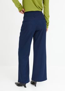 Stoffhose bonprix "Hose", Damen, Gr. 46, N-Gr, blau (dunkelblau), Obermaterial: 95% Polyester, 5% Elasthan, slim fit, Hosen Stoffhose, aus Polyester und Elasthan, hohes Bunddesign, Slim Fit Passform