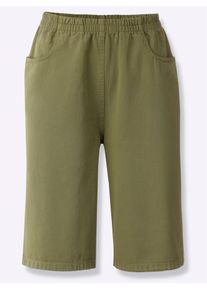 Bermudas Classic Basics, Damen, Gr. 46, Normalgr&ouml;&szlig;en, gr&uuml;n (oliv), 100% Baumwolle, unifarben, knielang, Hosen Bermudas