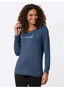 Langarmshirt Casual Looks "Shirt", Damen, Gr. 40, blau (rauchblau), 100% Baumwolle, unifarben, Shirts Langarmshirt