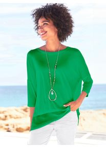 Oversize-Shirt Heine "Oversized Shirt", Damen, Gr. 48/50, gr&uuml;n (grasgr&uuml;n), 95% Viskose, 5% Elasthan, Chiffon:100% Polyester, unifarben, Rundhals, Shirts Oversize-Shirt