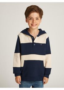 Kapuzensweatshirt Tommy Hilfiger "STRIPED REG HOODIE", M&auml;dchen, Gr. 5 (110), blau (schwarz night, classic beige), Sweatware, Obermaterial: 100% Baumwolle, gestreift, regular fit, Rippb&uuml;ndchen, Sweatshirts Kapuzensweatshirt, im Streifendesign