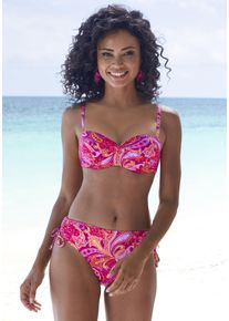 B&uuml;gel-Bandeau-Bikini-Top Vivance "Pretty", Damen, Gr. 34, Cup A, pink (pink bedruckt), Recycling-Polyamid, Paisleymuster, bedruckt, Bikini-Oberteile B&uuml;gel-Bandeau-Bikini-Top, mit modischem Paisleymuster und Wickeloptik