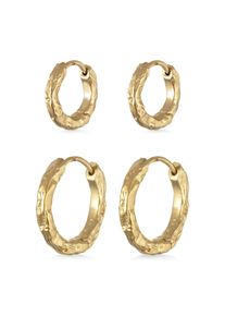 Ohrstecker-Set Elli "Ohrringe Ohrringset Creolen 925 Sterling Silber" Gr. 16, gold, Ohrringe, Damen, Silber 925 (Sterlingsilber), Ohrstecker-Set