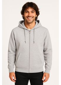 Only & Sons Kapuzensweatshirt ONLY & SONS "ONSCHASE REG ZIP HOOD OTL", Herren, Gr. M, grau (light grau melange), angeraute Sweatware, Obermaterial: 52% Baumwolle, 48% Polyester, meliert, regular fit, Rippb&uuml;ndchen, Sweatshirts Kapuzensweatshirt