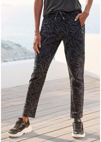 Sweathose Venice Beach, Damen, Gr. 46, N-Gr, anthrazit, schwarz bedruckt, Sweatware, Obermaterial: 95% Baumwolle, 5% Elasthan, figurumspielend kn&ouml;chellang, Hosen Sweathose, mit Animalprint, Jogginghose, sportlich-casual, Topseller