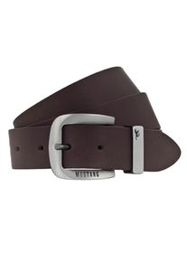 Lederg&uuml;rtel Mustang, Herren, Gr. 110, braun (dunkelbraun), Rindsleder, unifarben, G&uuml;rtel Lederg&uuml;rtel, Dornschlie&szlig;e aus geschw&auml;rztem Silber, mit Logo-Schriftzug, 3,5 cm, Topseller