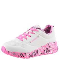 Sneaker Skechers "UNO LITE-LOVELY LUV", M&auml;dchen, Gr. 28, pink (wei&szlig;, pink), Lederimitat, Textil, kontrastfarbene Details, Schuhe Sneaker, Schn&uuml;rschuh mit bedruckter Sohle, Gr&ouml;&szlig;enschablone zum Download