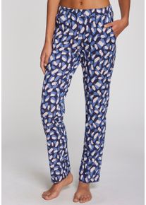 Pyjamahose s.Oliver, Damen, Gr. 44/46, N-Gr, blau, gemustert, Single Jersey, Obermaterial: 50% Baumwolle, 50% Viskose, gemustert, Hosen Pyjamahose, mit sch&ouml;nem Alloverdruck
