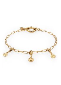 Armkette Kuzzoi "Armband Smiling Face Charm Anh&auml;nger 925 Sterling Silber" Gr. 19, gold, Armb&auml;nder, Herren, 19, Silber 925 (Sterlingsilber), Armkette
