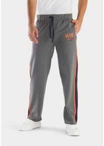 H.I.S. Sweathose H.I.S, Herren, Gr. 44/46 (S), N-Gr, grau (dunkelgrau, meliert), Sweatware, Obermaterial: 60% Baumwolle, 40% Polyester, unifarben mit Farbeinsatz, Basic, bequem lang, Hosen Sweathose, Jogginghose aus weicher Sweatware, Topseller