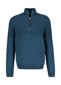 Troyer Lerros, Herren, Gr. XXL, blau (rich blau), Obermaterial: 60% Baumwolle, 40% Polyacryl, Strukturmuster, slim fit taillenbedeckt, ohne Ausschnitt, Rippb&uuml;ndchen, Pullover Troyer, mit Cable-Strickmuster