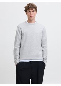 Jack & Jones Strickpullover JACK & JONES "JJEPERFECT WOOL KNIT CREW NECK SN", Herren, Gr. XL, grau (light grau melange), Strick, Obermaterial: 32% Baumwolle, 28% Polyester, 20% Wolle, 20% Nylon, meliert, regular fit, Rundhals, B&uuml;ndchen, Pullover Strickpullover