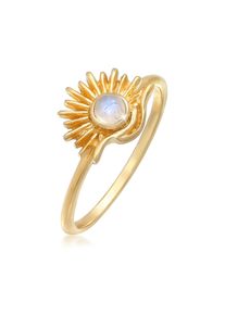 Silberring Elli "Ring Elli Mondstein Sonne Boho Style 925 Silber" Gr. 54, gold, Fingerringe, Damen, 54, Silber 925 (Sterlingsilber), Silberring