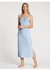 Nachthemd Calida "Elegant Dreams", Damen, Gr. XXS (32/34), N-Gr, blau (harmony blau), Single Jersey, Obermaterial: 95% Modal (TENCEL&trade;), 5% Elasthan, leicht transparent, unifarben, comfort fit ca. Mitte Wade, V-Ausschnitt, Kleider Nachthemd, Spaghetti-Tr&auml;ger, weich, Single Jersey Qualit&auml;t, elegant