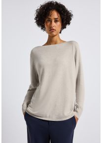 Strickpullover Street One, Damen, Gr. 44, tusk cream meliert, Strick, Obermaterial: 60% Viskose, 40% Baumwolle, unifarben, l&auml;ssig geschnitten h&uuml;ftbedeckend, U-Boot-Ausschnitt, Flachstrickb&uuml;ndchen, Pullover Strickpullover, mit U-Boot-Ausschnitt, Topseller