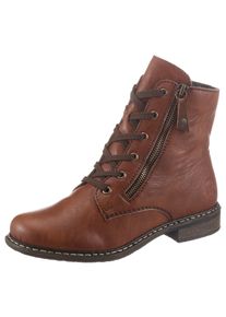 Stiefelette Rieker, Damen, Gr. 42, braun, Lederimitat, Schuhe Stiefelette, Schn&uuml;rstiefelette, Schn&uuml;rboots mit Rei&szlig;verschluss an der Au&szlig;enseite